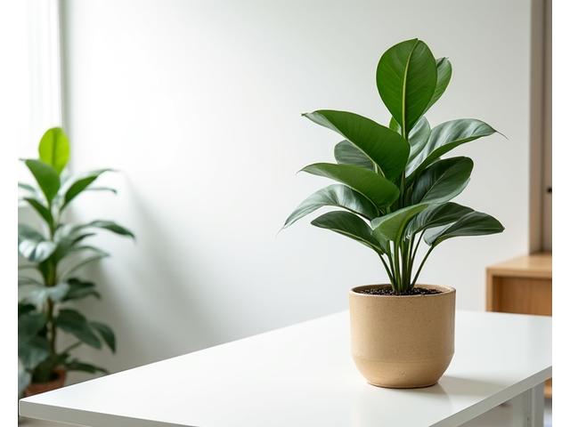 미니멀한 사무실 공간에 배치된 공기정화 식물